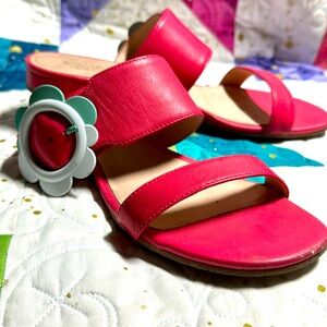 Kate spade sandals size 6.5 pink with white buckle